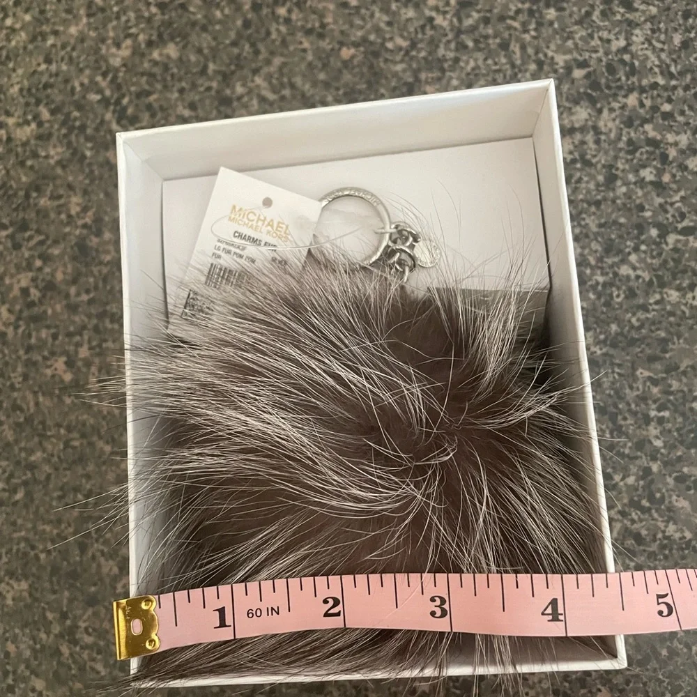 Michael Kors Silver and brown Real Fox Fur Keychain - Picture 4 of 5
